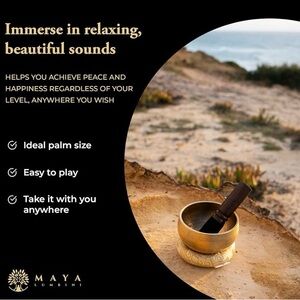 NEW Maya Lumbini Gold Singing Bowl Set Black Cushion Yoga Meditation